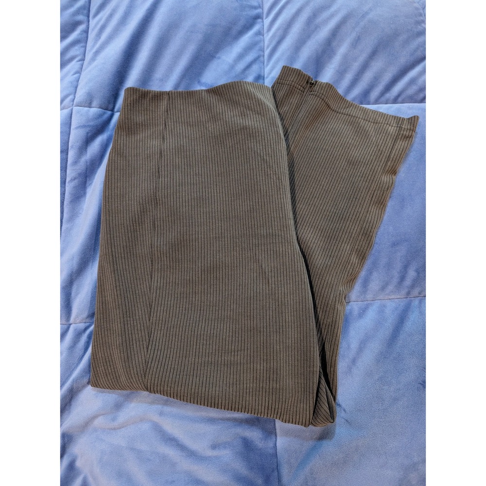 Lululemon Ribbed Softstreme Wide Zip-Leg Pants Women 14 Grey High Rise Cropped
